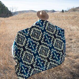 Alpaca Threadz- Andean Alpaca Wool Blanket - Blue Chakana
